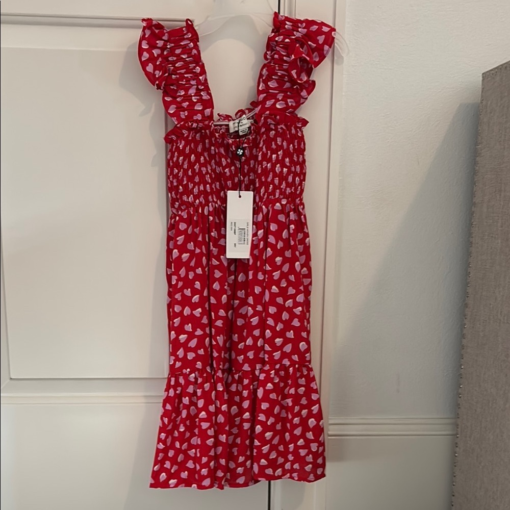 Red Ruffle Kids Casual Dress